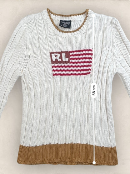 Pull sweat à capuche, Ralph Lauren Flag Drapeau USA, Blanc M Femme (2602) - Blanc - M - amifrip