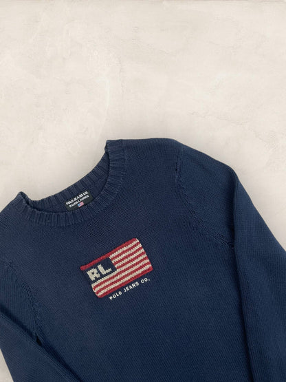 Pull sweat à capuche, Ralph Lauren Flag Drapeau USA, Crème L Femme (2585) - BLEU MARINE - S - amifrip
