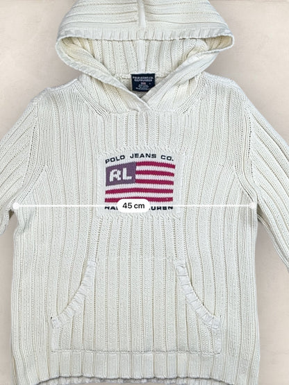 Pull sweat à capuche, Ralph Lauren Flag Drapeau USA, Crème L Femme (2591) - CREME - L - amifrip
