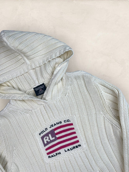 Pull sweat à capuche, Ralph Lauren Flag Drapeau USA, Crème L Femme (2591) - CREME - L - amifrip