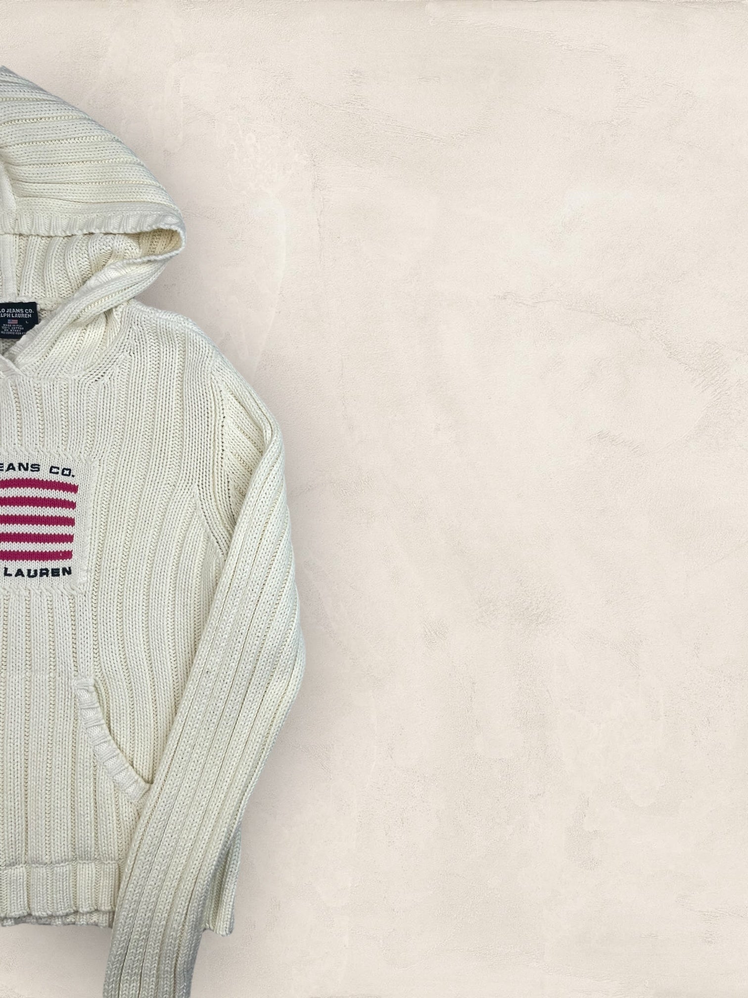 Pull sweat à capuche, Ralph Lauren Flag Drapeau USA, Crème L Femme (2591) - CREME - L - amifrip
