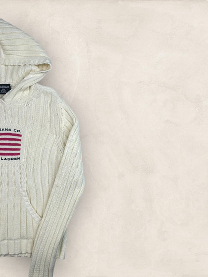 Pull sweat à capuche, Ralph Lauren Flag Drapeau USA, Crème L Femme (2591) - CREME - L - amifrip