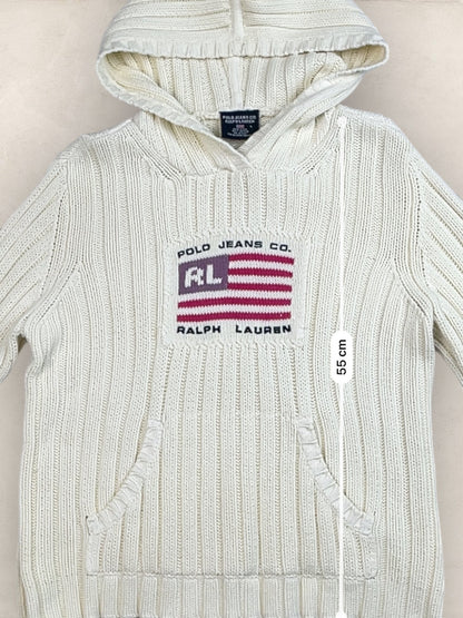 Pull sweat à capuche, Ralph Lauren Flag Drapeau USA, Crème L Femme (2591) - CREME - L - amifrip