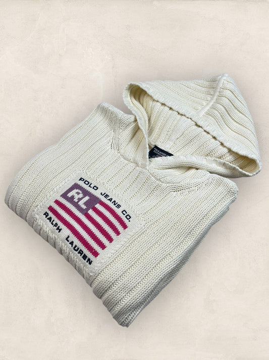 Pull sweat à capuche, Ralph Lauren Flag Drapeau USA, Crème L Femme (2591) - CREME - L - amifrip