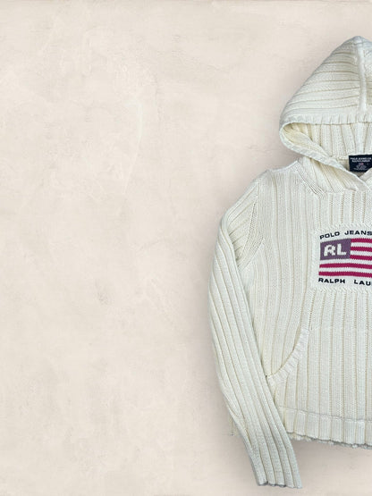 Pull sweat à capuche, Ralph Lauren Flag Drapeau USA, Crème L Femme (2591) - CREME - L - amifrip