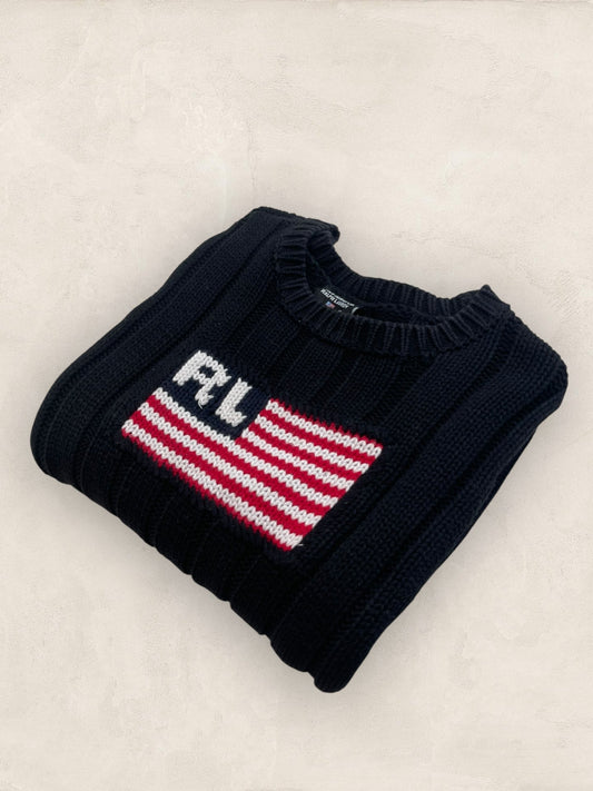 Pull sweat à capuche, Ralph Lauren Flag Drapeau USA, Noir M Femme (2607) - NOIR - M - amifrip