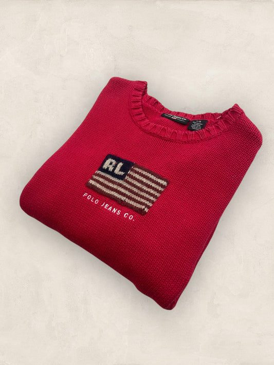 Pull sweat à capuche, Ralph Lauren Flag Drapeau USA, Rouge L Femme (2601) - ROUGE - L - amifrip