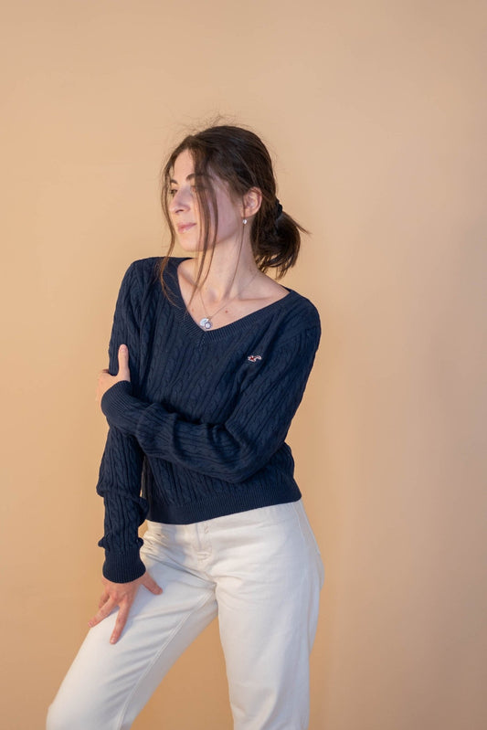 Pull Torsadé Femme 648 - BLEU - L - amifrip - Friperie en ligne et vêtements vintage