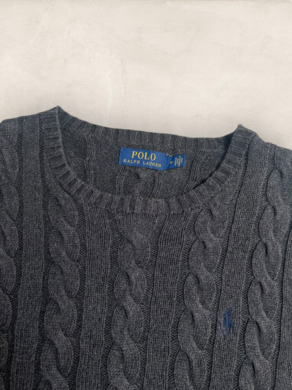 Pull Torsadé Ralph Lauren Homme #1822 - M - Gris - amifrip - Friperie en ligne et vêtements vintage