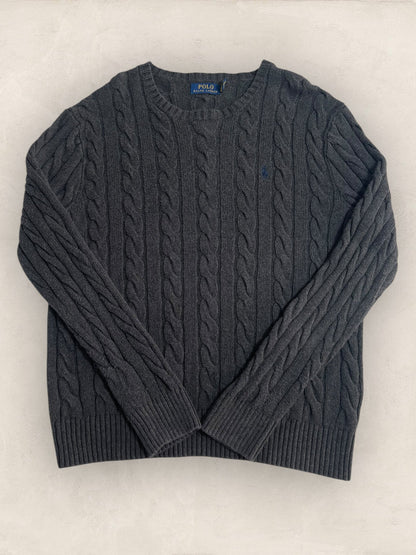Pull Torsadé Ralph Lauren Homme #1822 - M - Gris - amifrip - Friperie en ligne et vêtements vintage