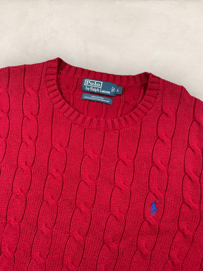 Pull Torsadé Ralph Lauren Homme #1825 - Rouge - L - amifrip - Friperie en ligne et vêtements vintage