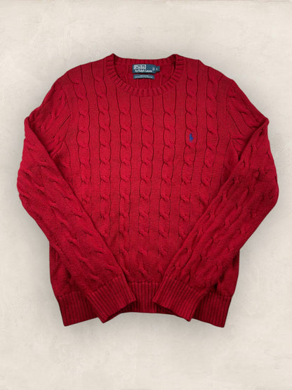 Pull Torsadé Ralph Lauren Homme #1825 - Rouge - L - amifrip - Friperie en ligne et vêtements vintage