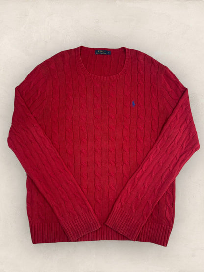 Pull Torsadé Ralph Lauren Homme #1861 - Rouge - L - amifrip - Friperie en ligne et vêtements vintage