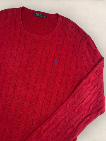 Pull Torsadé Ralph Lauren Homme #1861 - Rouge - L - amifrip - Friperie en ligne et vêtements vintage