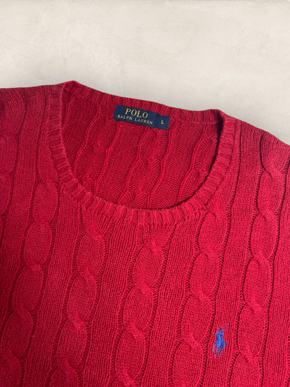 Pull Torsadé Ralph Lauren Homme #1861 - Rouge - L - amifrip - Friperie en ligne et vêtements vintage