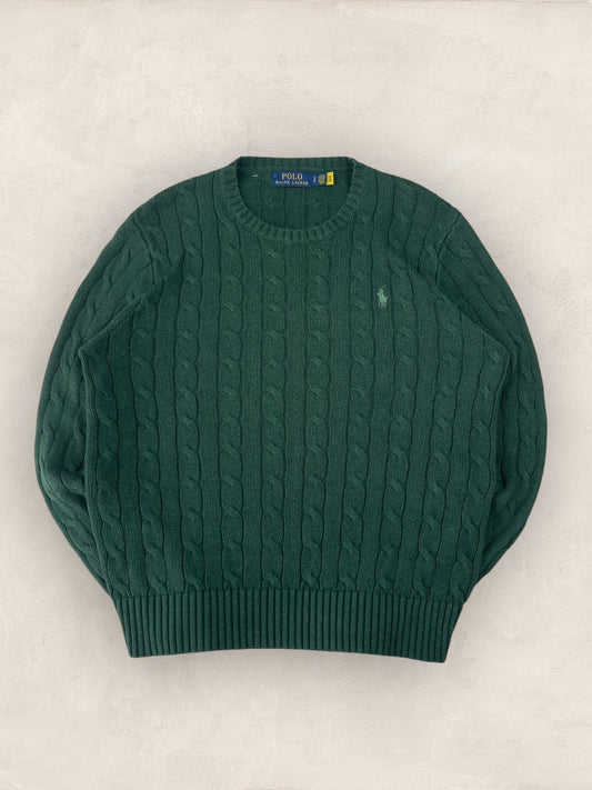 Pull Torsadé Ralph Lauren Vert S Homme Ref : 1582 - Vert - S - amifrip - Friperie en ligne et vêtements vintage