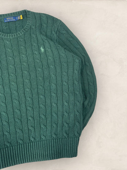 Pull Torsadé Ralph Lauren Vert S Homme Ref : 1582 - Vert - S - amifrip - Friperie en ligne et vêtements vintage