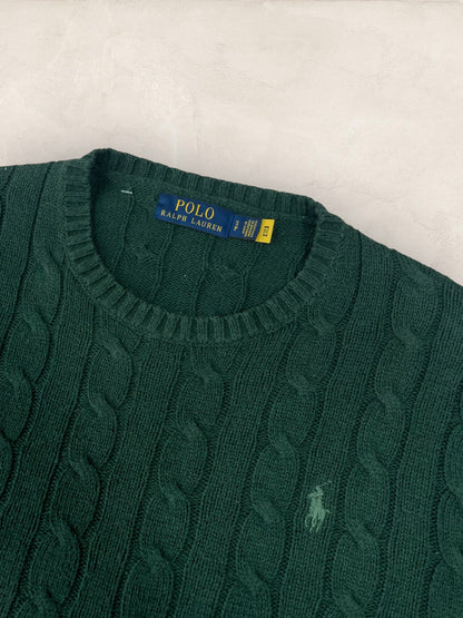 Pull Torsadé Ralph Lauren Vert S Homme Ref : 1582 - Vert - S - amifrip - Friperie en ligne et vêtements vintage