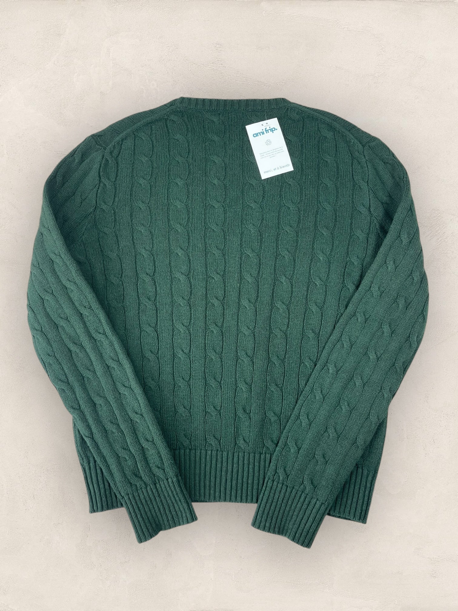 Pull Torsadé Ralph Lauren Vert S Homme Ref : 1582 - Vert - S - amifrip - Friperie en ligne et vêtements vintage