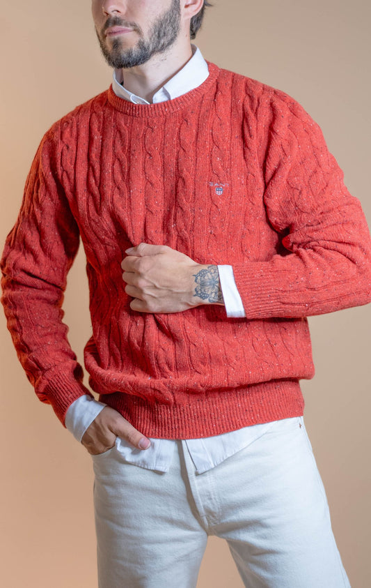 Pull Torsadée Gant Homme 852 - ROUGE - M - amifrip - Friperie en ligne et vêtements vintage