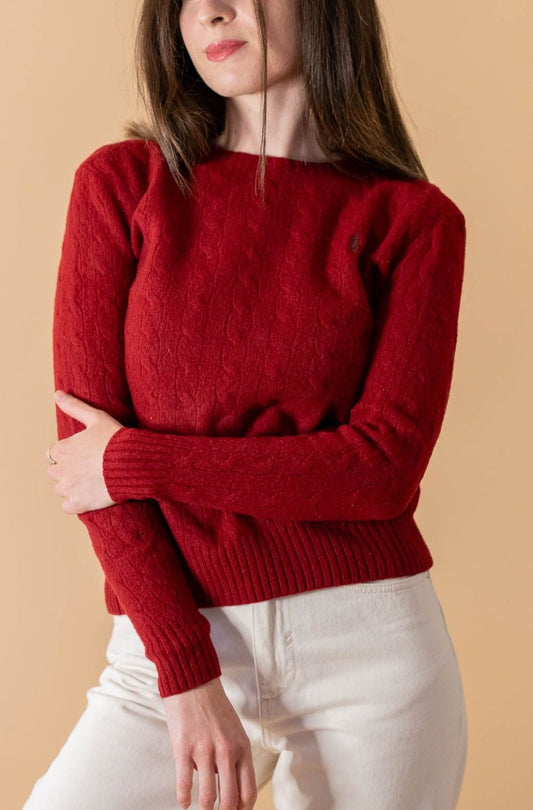 Pull Torsadée Ralph Lauren Femme 428 - ROUGE - 2XS - amifrip - Friperie en ligne et vêtements vintage