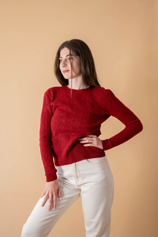 Pull Torsadée Ralph Lauren Femme 428 - ROUGE - 2XS - amifrip - Friperie en ligne et vêtements vintage