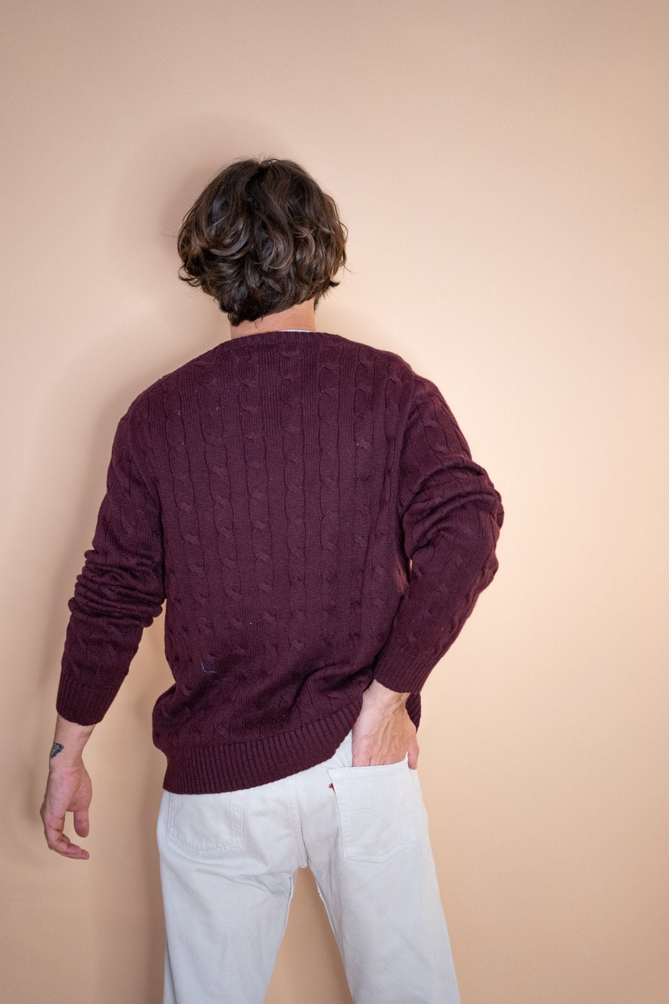 Pull Torsadée Ralph Lauren Homme 1040 - BORDEAUX - L - amifrip - Friperie en ligne et vêtements vintage