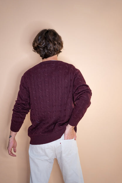 Pull Torsadée Ralph Lauren Homme 1040 - BORDEAUX - L - amifrip - Friperie en ligne et vêtements vintage