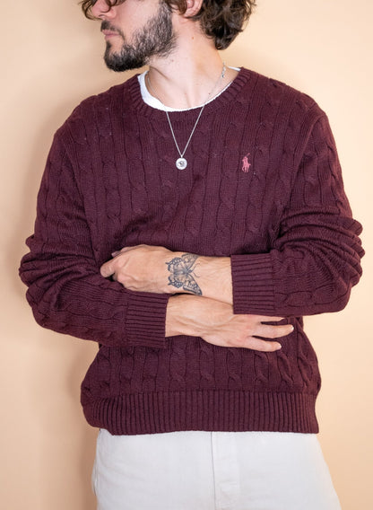 Pull Torsadée Ralph Lauren Homme 1040 - BORDEAUX - L - amifrip - Friperie en ligne et vêtements vintage