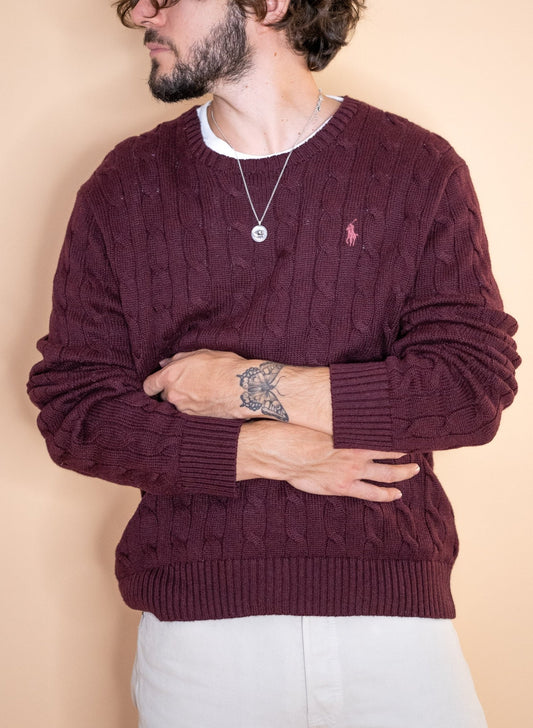 Pull Torsadée Ralph Lauren Homme 1040 - BORDEAUX - L - amifrip - Friperie en ligne et vêtements vintage