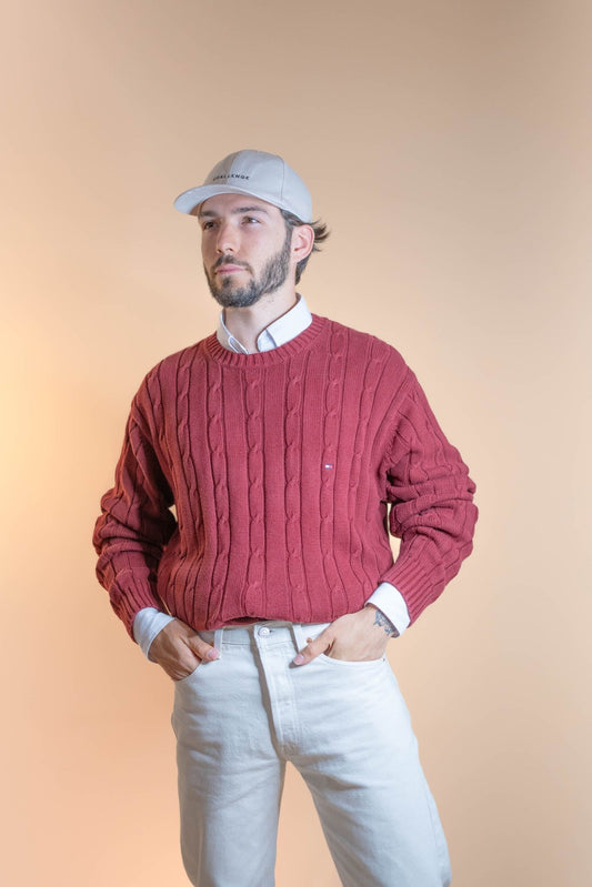 Pull Torsadée Tommy Hilfiger Homme 635 - ROUGE - L - amifrip - Friperie en ligne et vêtements vintage