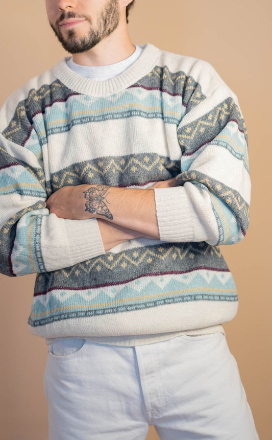 Pull Vintage Homme 488 - BEIGE - L - amifrip - Friperie en ligne et vêtements vintage