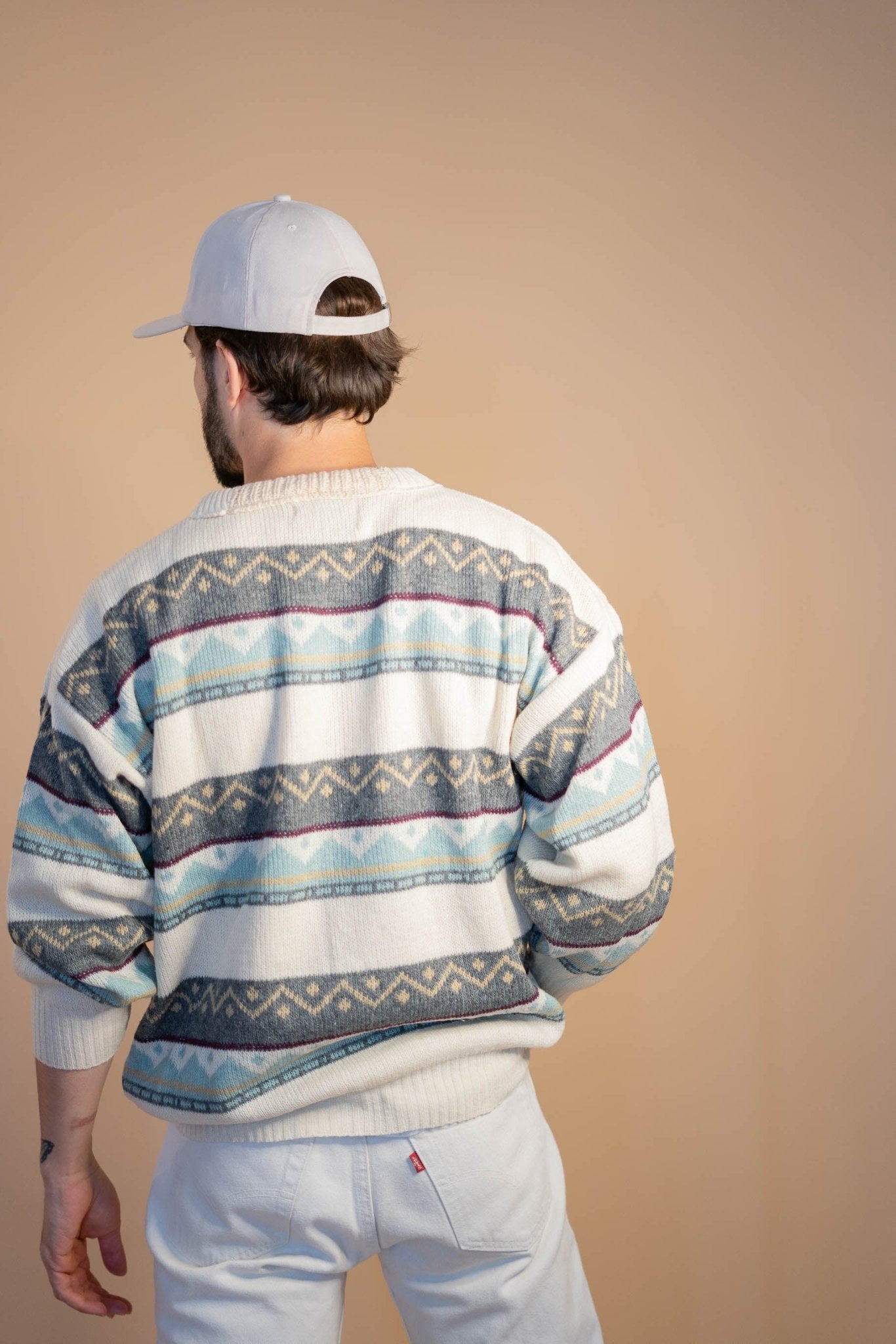 Pull Vintage Homme 488 - BEIGE - L - amifrip - Friperie en ligne et vêtements vintage