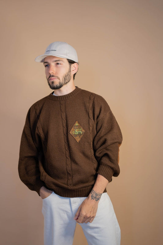 Pull Vintage Homme 562 - MARRON - L - amifrip - Friperie en ligne et vêtements vintage