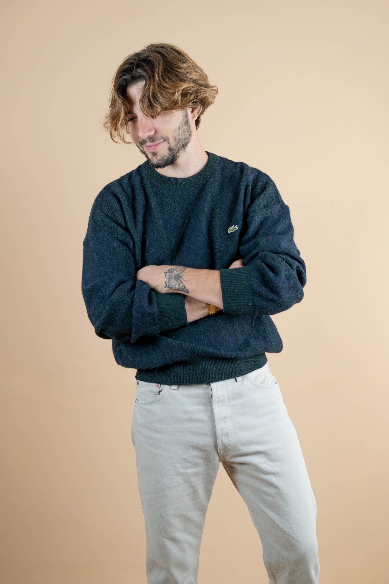 Pull Vintage Lacoste ref: 1236 - BLEU/VERT - L - amifrip - Friperie en ligne et vêtements vintage