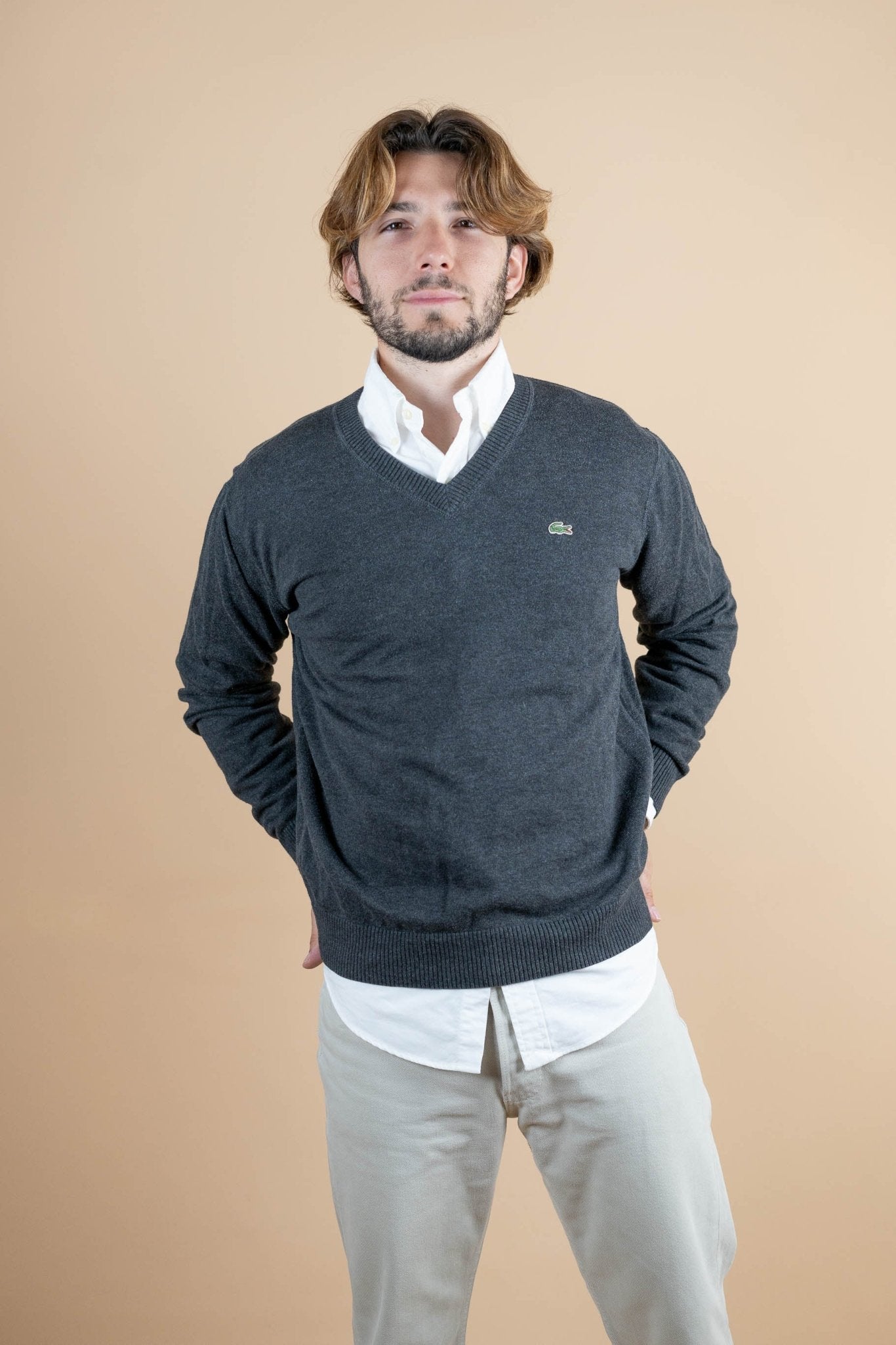 Pull Vintage Lacoste ref: 1239 - GRIS - L - amifrip - Friperie en ligne et vêtements vintage