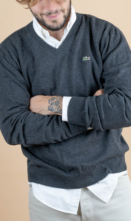 Pull Vintage Lacoste ref: 1239 - GRIS - L - amifrip - Friperie en ligne et vêtements vintage