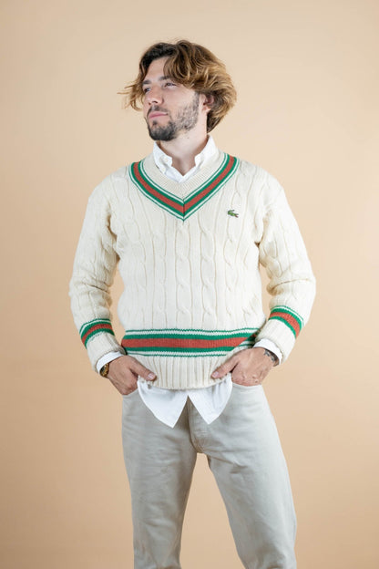 Pull Vintage Lacoste ref: 1248 - BLANC - L - amifrip - Friperie en ligne et vêtements vintage