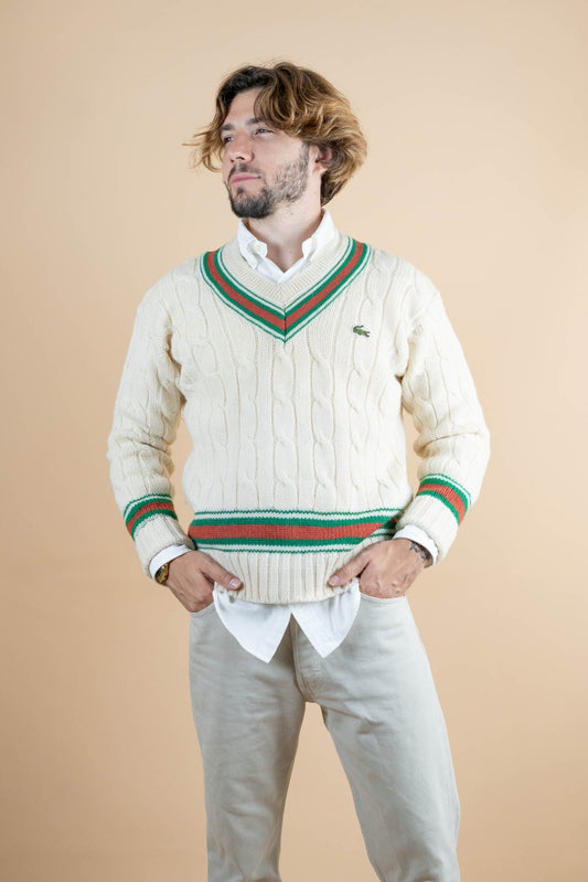 Pull Vintage Lacoste ref: 1248 - BLANC - L - amifrip - Friperie en ligne et vêtements vintage