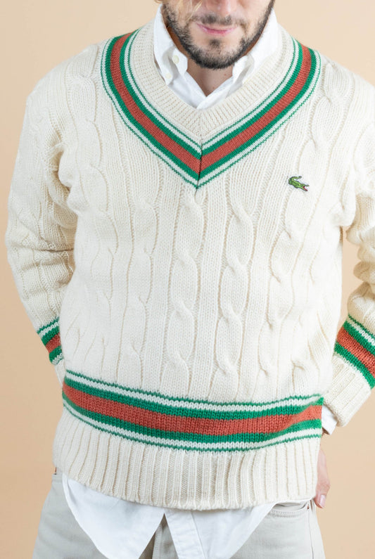 Pull Vintage Lacoste ref: 1248 - BLANC - L - amifrip - Friperie en ligne et vêtements vintage