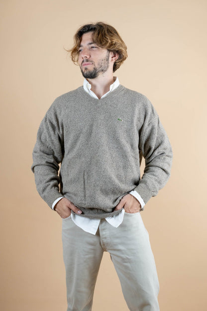 Pull Vintage Lacoste ref: 1253 - GRIS/BEIGE - 2XL - amifrip - Friperie en ligne et vêtements vintage