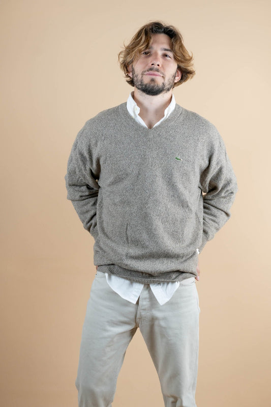 Pull Vintage Lacoste ref: 1253 - GRIS/BEIGE - 2XL - amifrip - Friperie en ligne et vêtements vintage