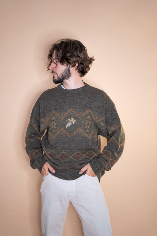 Pull vintage style chasse 1188 - MARRON - L - amifrip - Friperie en ligne et vêtements vintage