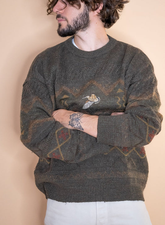Pull vintage style chasse 1188 - MARRON - L - amifrip - Friperie en ligne et vêtements vintage