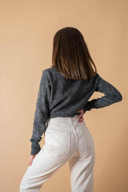 Pull  Femme Col V Gris #955