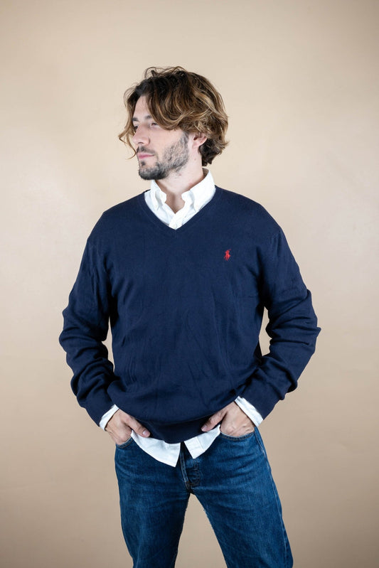 Ralph Lauren Col V ref: 1536 - BLEU MARINE - XL - amifrip - Friperie en ligne et vêtements vintage