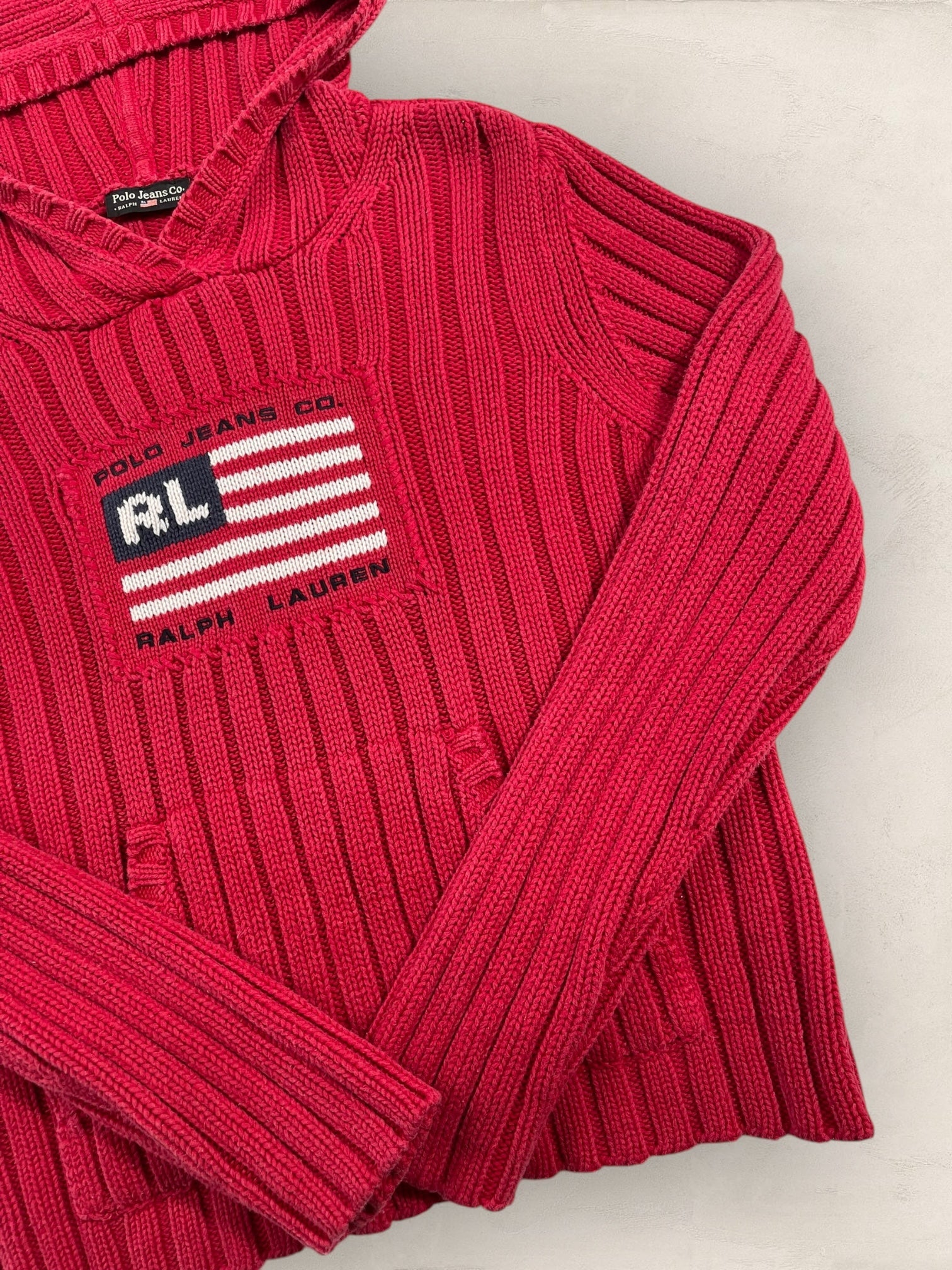 Sweat à capuche Ralph Lauren Flag/Drapeau américain ref: 2584 - ROUGE - L - amifrip - Friperie en ligne et vêtements vintage