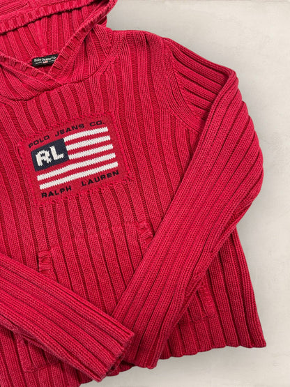 Sweat à capuche Ralph Lauren Flag/Drapeau américain ref: 2584 - ROUGE - L - amifrip - Friperie en ligne et vêtements vintage