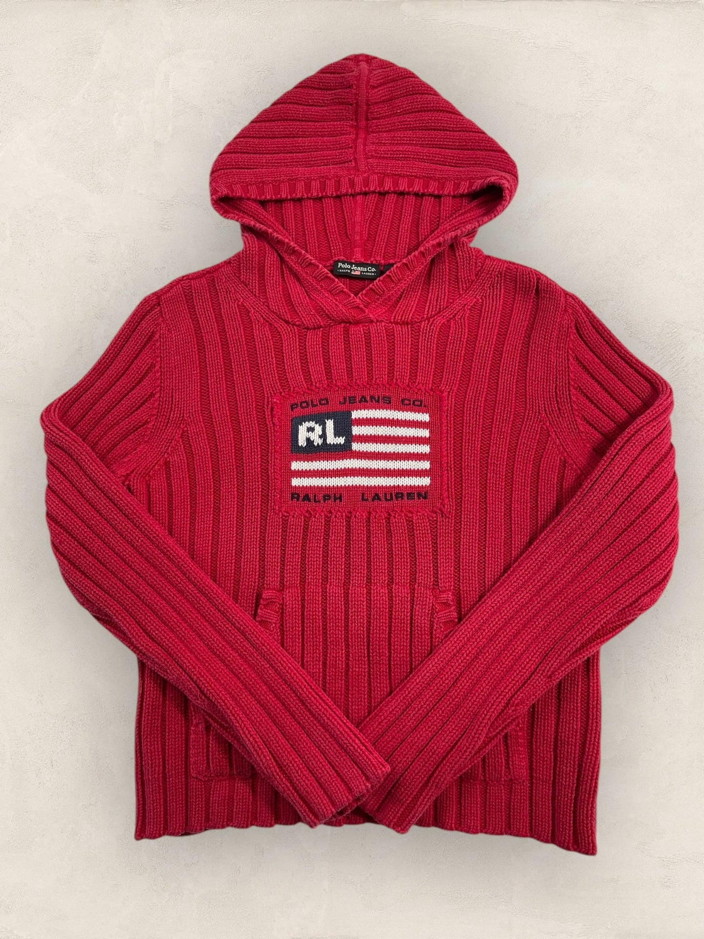 Sweat à capuche Ralph Lauren Flag/Drapeau américain ref: 2584 - ROUGE - L - amifrip - Friperie en ligne et vêtements vintage