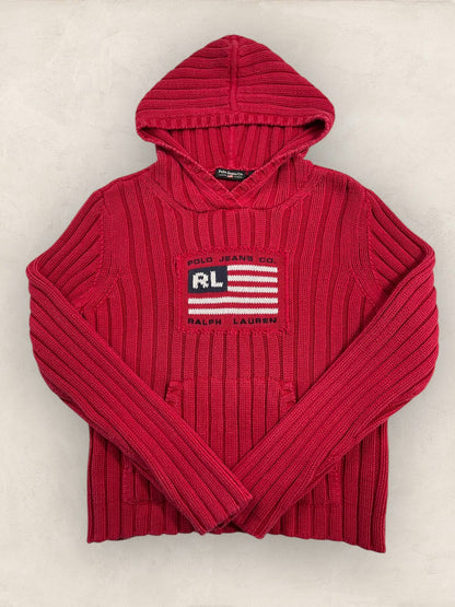 Sweat à capuche Ralph Lauren Flag/Drapeau américain ref: 2584 - ROUGE - L - amifrip - Friperie en ligne et vêtements vintage